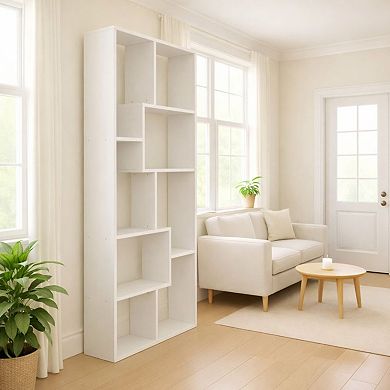 KWPZQEB Asymmetrical Design Display Shelf & Bookcase, 5-Tier Tall Bookshelf