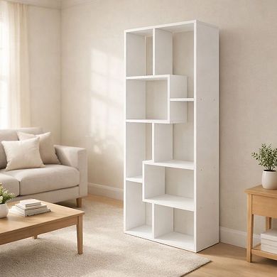 KWPZQEB Asymmetrical Design Display Shelf & Bookcase, 5-Tier Tall Bookshelf