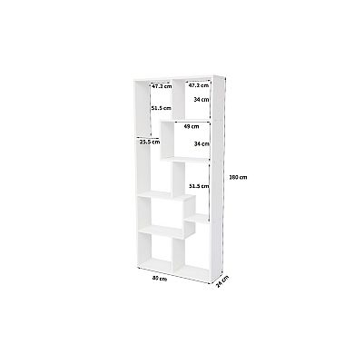 KWPZQEB Asymmetrical Design Display Shelf & Bookcase, 5-Tier Tall Bookshelf