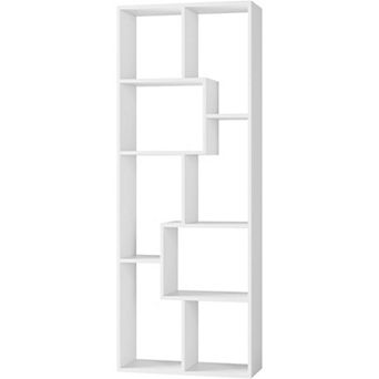 KWPZQEB Asymmetrical Design Display Shelf & Bookcase, 5 tier Tall Bookshelf