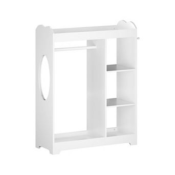 KWPZQEB Dress Up Storage with Mirror and Hooks, Clothes Rack with Hanging Rod for Bedroom