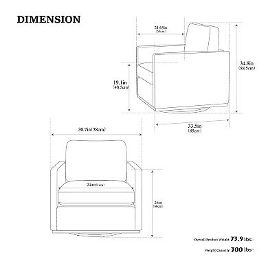 PU Upholstered Square Swivel Single Sofa Chair for Living Room