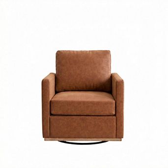 PU Upholstered Square Swivel Single Sofa Chair for Living Room