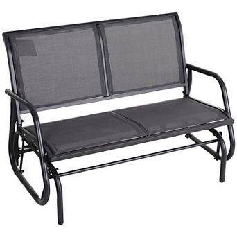 2 person Glider Chair for Patio with Wide Seat and Steel Frame