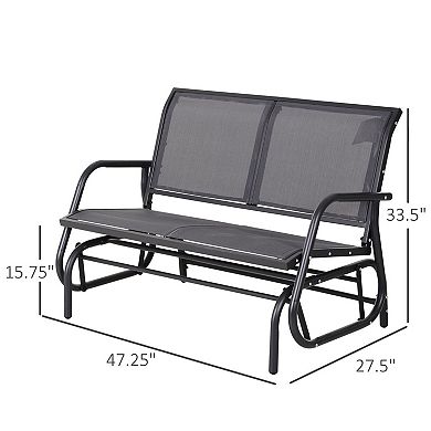 2 person Glider Chair for Patio with Wide Seat and Steel Frame