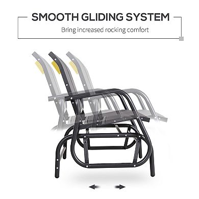 2 person Glider Chair for Patio with Wide Seat and Steel Frame