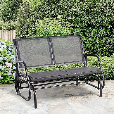 2 person Glider Chair for Patio with Wide Seat and Steel Frame