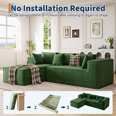 Modular Sectional Couches, Modern L Shaped Sectional Couch with Deep Seat, Cloud Upholstered Sofa
