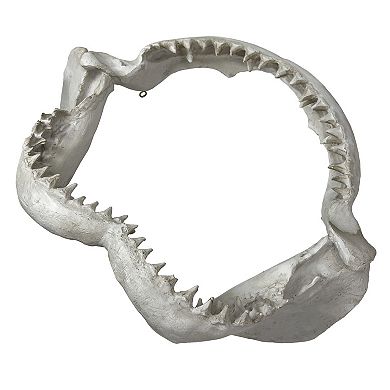 Replica Shark Jaw Wall Sculpture Resin Coastal Nautical Decor 16" Off-White Art
