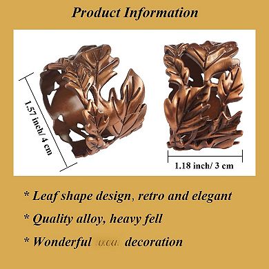 Leaf Napkin Rings Set of 6 Bronze Metal Table Decor for Dinner Party Wedding Holiday