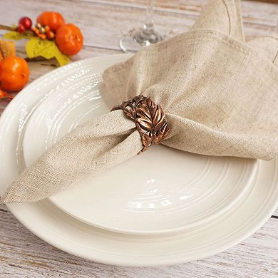 Leaf Napkin Rings Set of 6 Bronze Metal Table Decor for Dinner Party Wedding Holiday