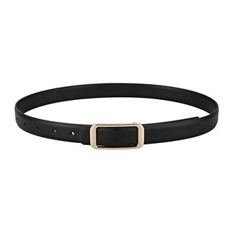 Women's Slim Leather Belt Square Buckle Adjustable Waist Belt Classic Minimalist Style