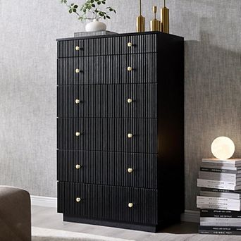 Modern 7-Drawer Fluted Dresser 48" Wood Chest of Drawers, Storage Organizer for Bedroom Living Room