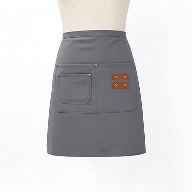 Waist Apron with Multi Pocket Storage Adjustable Tie Straps Half Apron for Kitchen Cooking Work