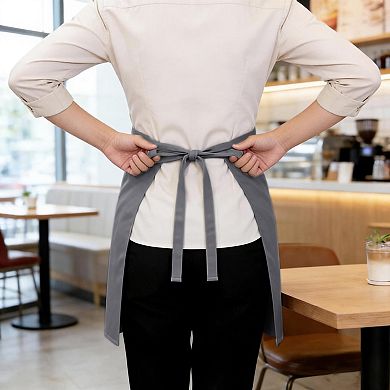 Waist Apron with Multi Pocket Storage Adjustable Tie Straps Half Apron for Kitchen Cooking Work