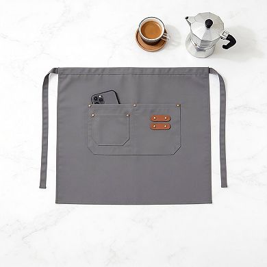 Waist Apron with Multi Pocket Storage Adjustable Tie Straps Half Apron for Kitchen Cooking Work