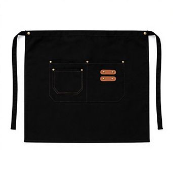Waist Apron with Multi Pocket Storage Adjustable Tie Straps Half Apron for Kitchen Cooking Work