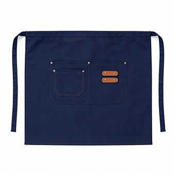 Waist Apron with Multi Pocket Storage Adjustable Tie Straps Half Apron for Kitchen Cooking Work
