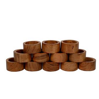 Handmade Wood Napkin Rings Set of 12 for Dining Table Decor Wedding Party