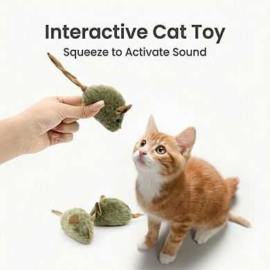Plush Cat Toy Mice Interactive Squeaky Soft Mouse Toy for Indoor Cats