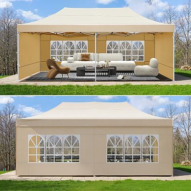 Heavy Duty Pop Up Canopy, Carport Canopy with UV Protection, Waterproof Fabric, Adjustable Heights