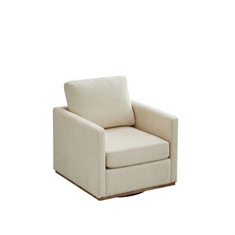 Chenille Upholstered Square Swivel Single Sofa Chair for Living Room