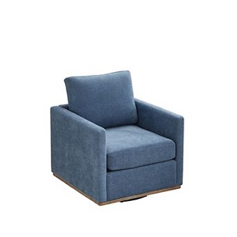 Chenille Upholstered Square Swivel Single Sofa Chair for Living Room