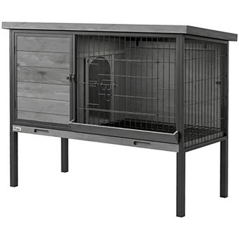 PawHut Elevated Rabbit Hutch Outdoor, Wooden Rabbit Cage Bunny House