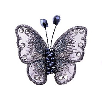 Embroidered Crystal Winged Monarch Butterfly Jewelry Rhinestone Brooch Pin