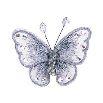 Embroidered Crystal Winged Monarch Butterfly Jewelry Rhinestone Brooch Pin