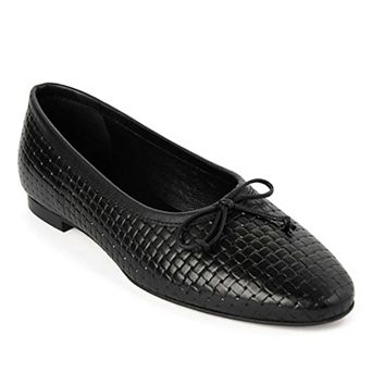 Amelie Black Weave Ballet Flat (Women)
