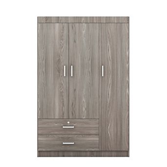Pnronnc Freestanding 3 Door Wardrobe Armoire with Locking Drawer Bedroom Wardrobe