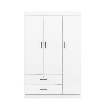 Pnronnc Freestanding 3 Door Wardrobe Armoire with Locking Drawer Bedroom Wardrobe