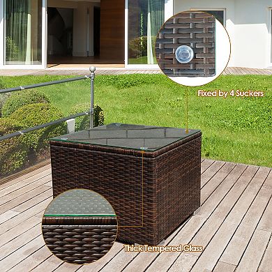 Costway 3PCS Patio Rattan Furniture Set Conversation Wicker Sofa Set w/Cushion Garden
