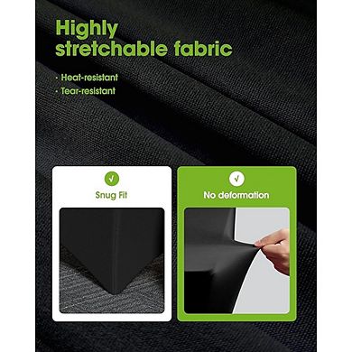 Fitted Black Tablecloth 2-Pack Wrinkle-Free Stretch Rectangular Cover