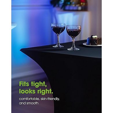 Fitted Black Tablecloth 2-Pack Wrinkle-Free Stretch Rectangular Cover