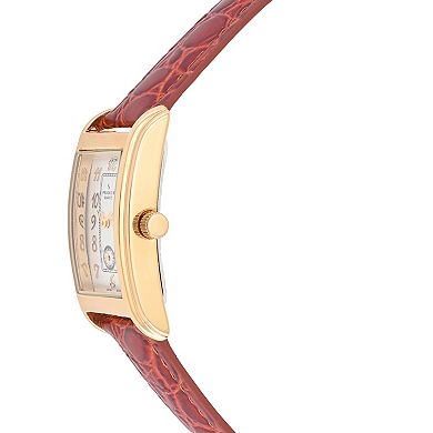 Peugeot Mens 38x24mm Gold Contour Case Remote Sweep Leather watch
