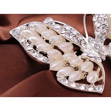 Silvery Tone Opal Like Stones Majestic Butterfly Statement Fashion Pin Brooch