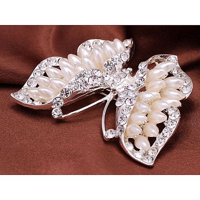 Silvery Tone Opal Like Stones Majestic Butterfly Statement Fashion Pin Brooch