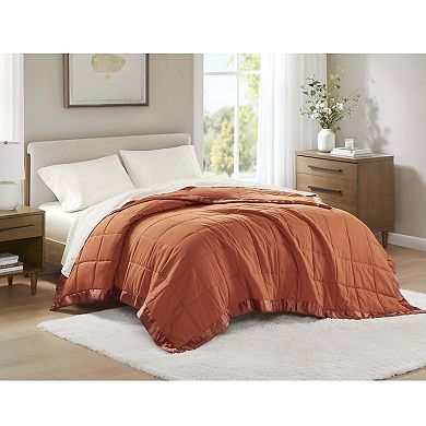 Lightweight Down Alternative Blanket with Satin Trim