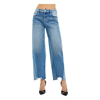 RISEN Full Size Slouchy Cropped Barrel Jeans with Contrast Wash Plus Size