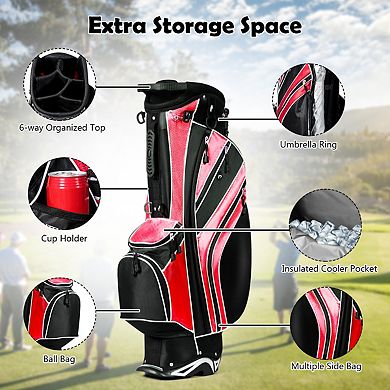 Golf Stand Cart Bag with 6 Way Divider and Multiple Carry Pockets