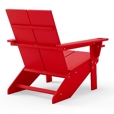 Outdoor HDPE Modern Adirondack Chair with Cup Holder