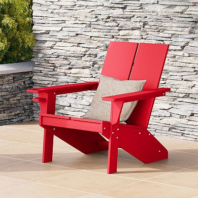 Outdoor HDPE Modern Adirondack Chair with Cup Holder
