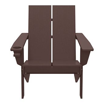 Outdoor HDPE Modern Adirondack Chair with Cup Holder