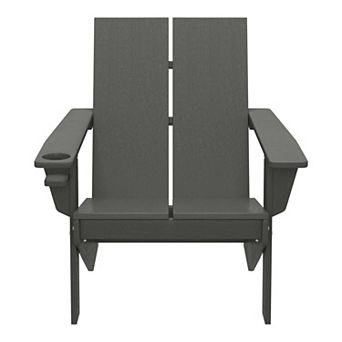 Outdoor HDPE Modern Adirondack Chair with Cup Holder