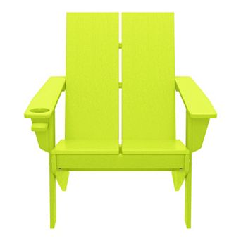 Outdoor HDPE Modern Adirondack Chair with Cup Holder