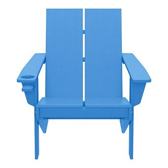 Outdoor HDPE Modern Adirondack Chair with Cup Holder