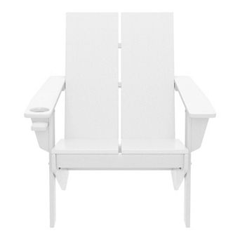 Outdoor HDPE Modern Adirondack Chair with Cup Holder