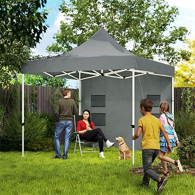 Pop Up Canopy Tent with Wheeled Carry Bag, Sidewall Pockets and Adjustable Legs